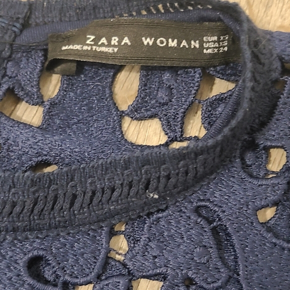 NWOT Zara Navy Blue Lace Guipure Embroidered Dress - Picture 8 of 8
